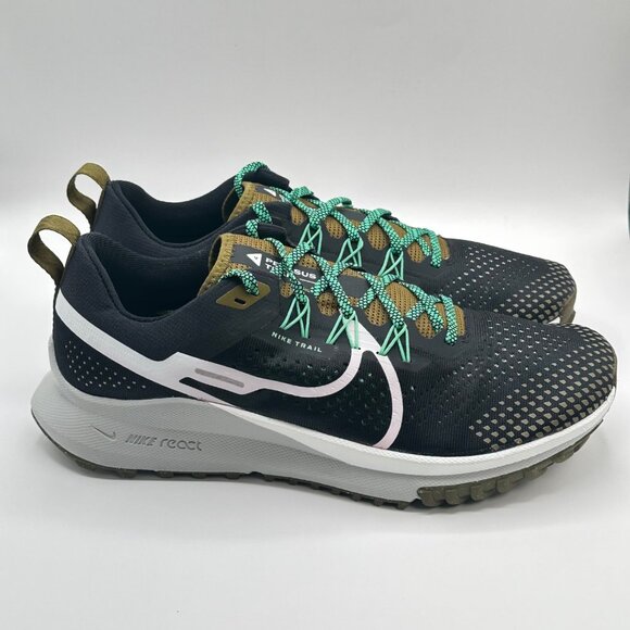Men’s Nike React Pegasus Trail 4 Black/White-Olive DJ6158-006 Size 10.5 New - Picture 3 of 11
